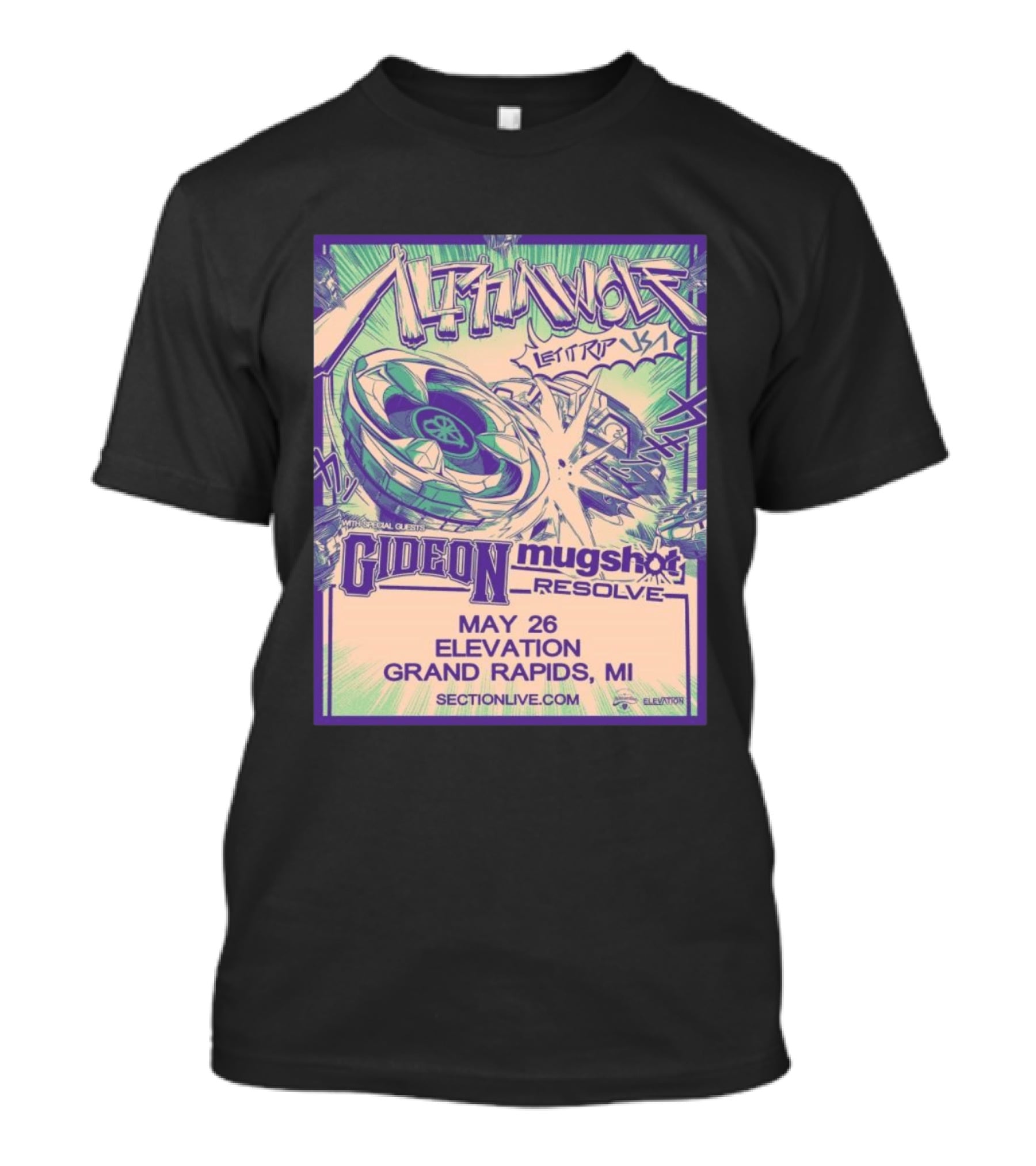Alpha Wolf Let It Rip USA Tour 2026 May 26 Grand Rapids MI Gideon Shot Resolve T-Shirt