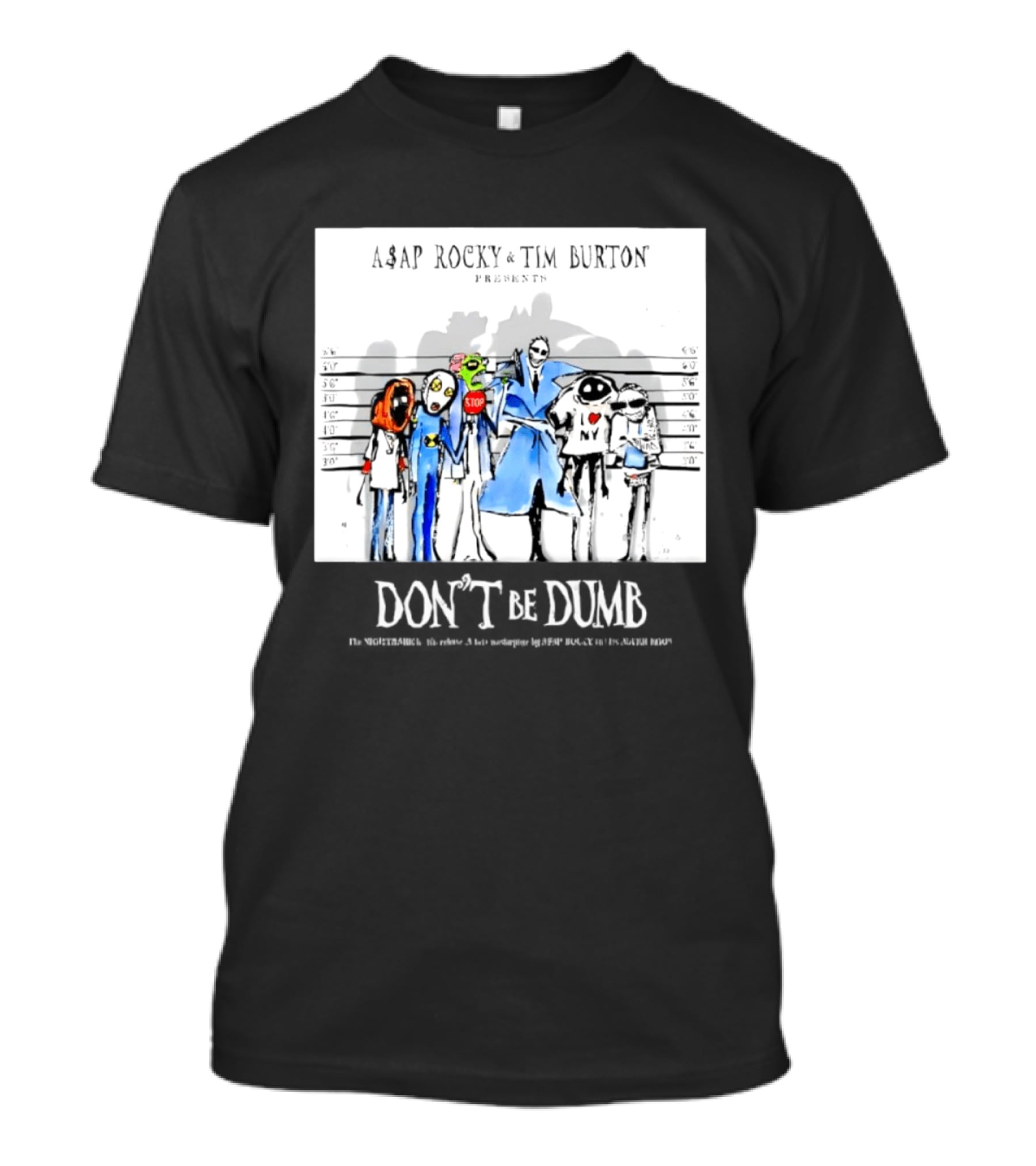 ASAP Rocky Tim Burton Presents Don't Be Dumb Shot Characters T-Shirt