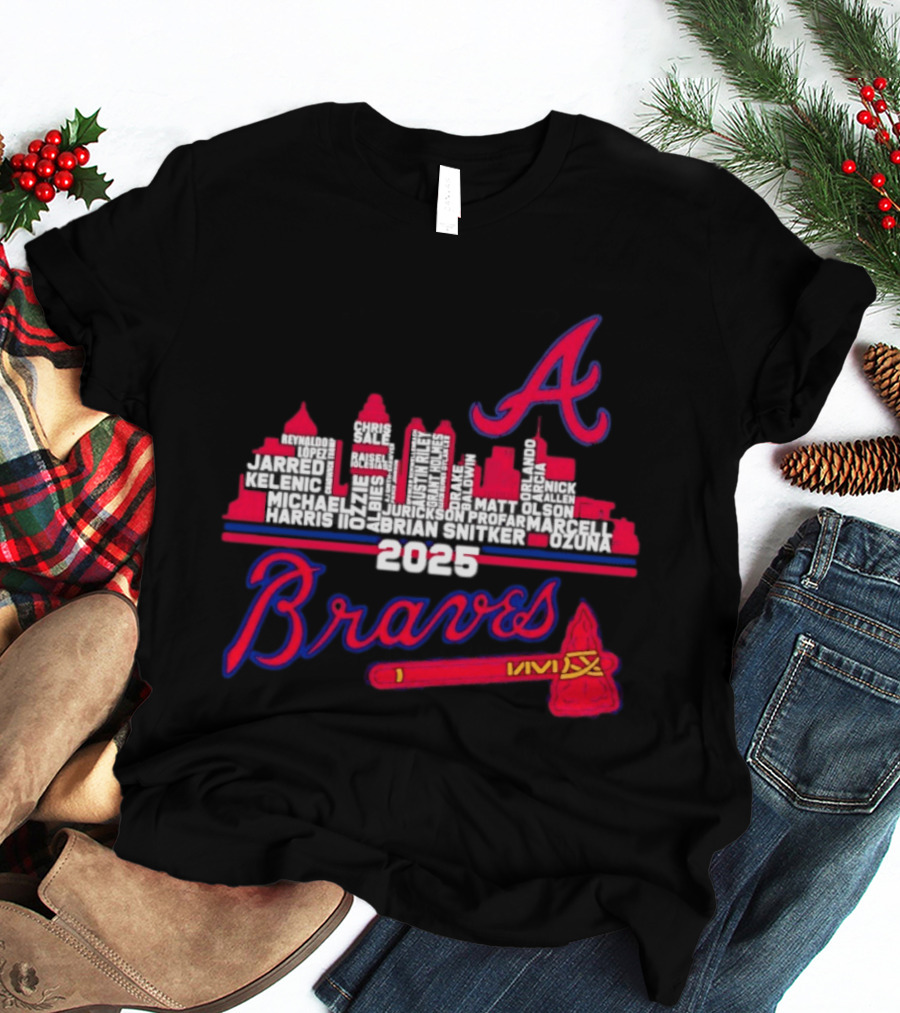 Atlanta Braves Players City Skyline 2025 T-Shirt