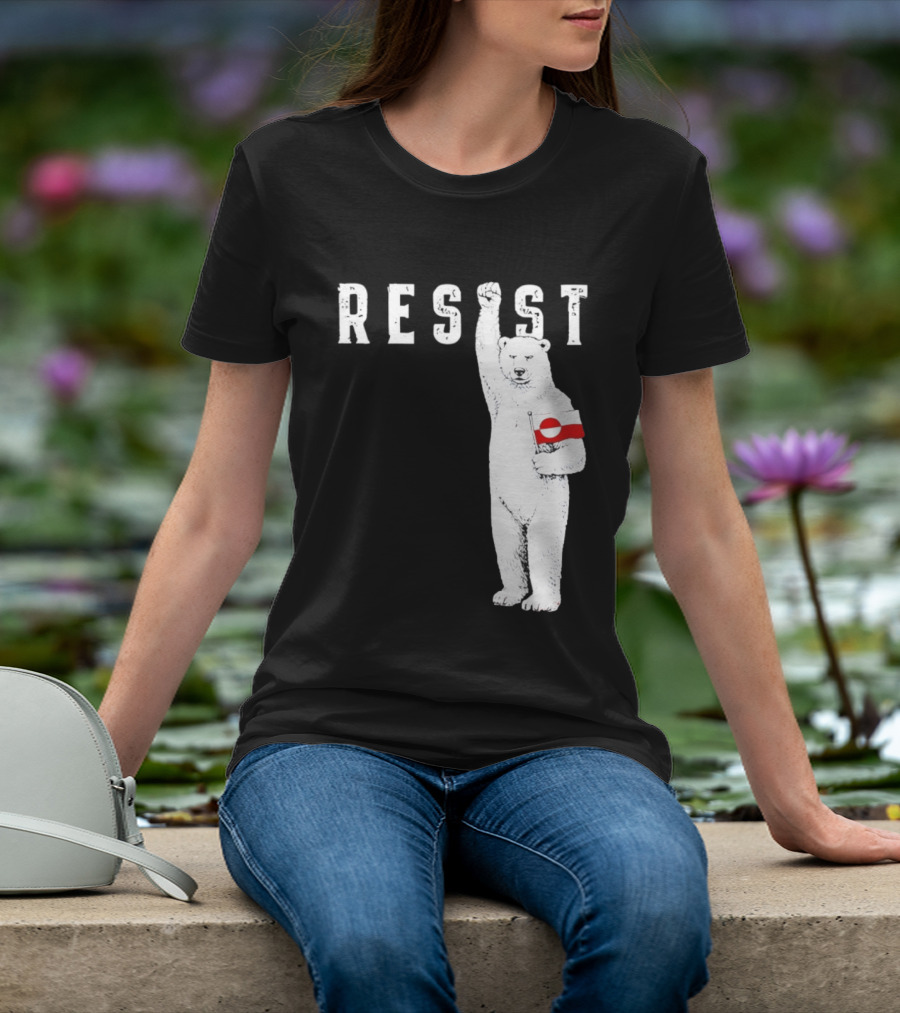 Resist Polar Bear Holding Greenland Flag T-Shirt