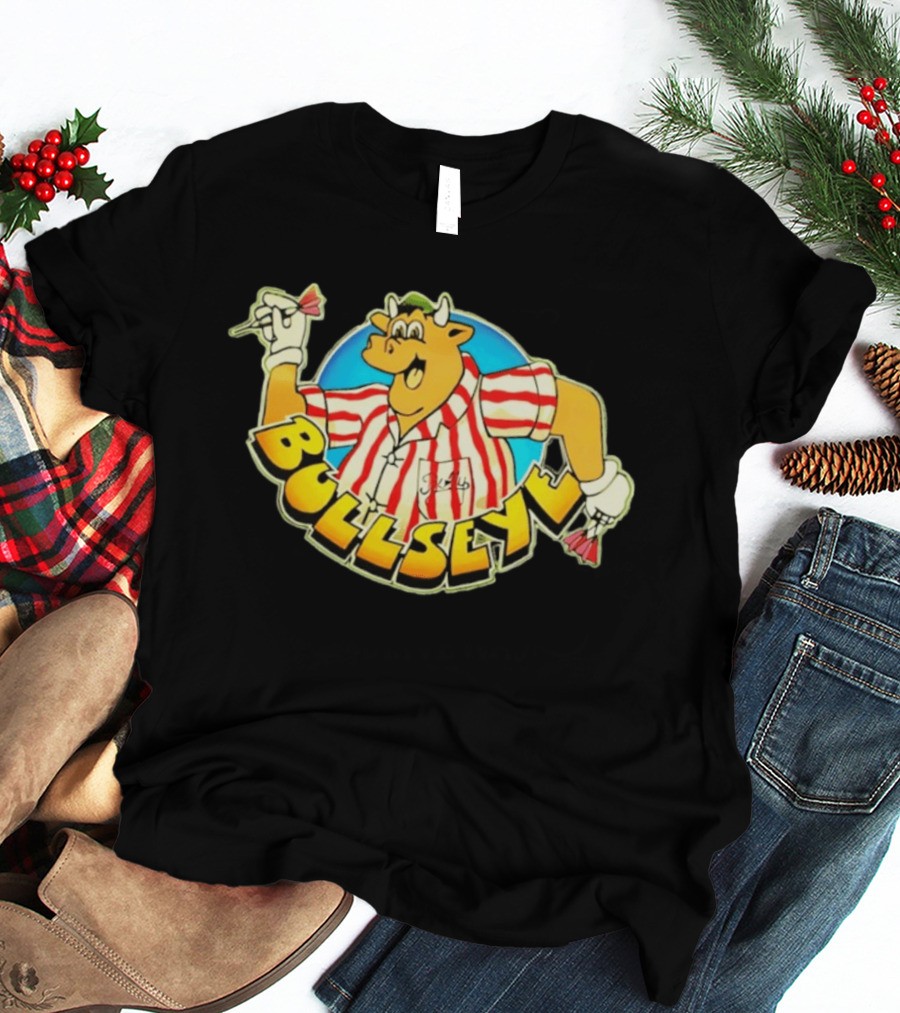 Bullseye Cartoon Bull With Darts Retro TV Show T-Shirt