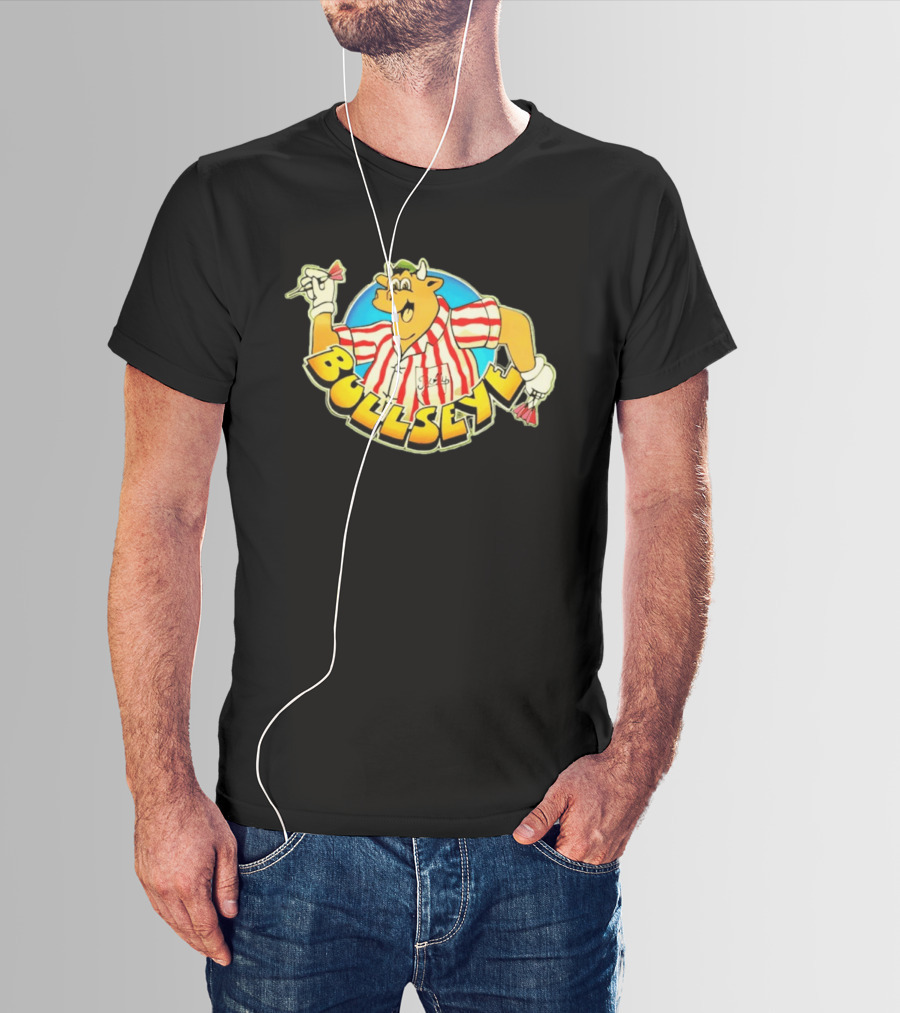 Bullseye Cartoon Bull With Darts Retro TV Show T-Shirt