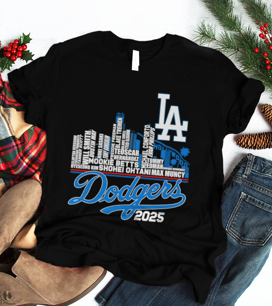 Los Angeles Dodgers 2025 City Skyline Name Players T-Shirt