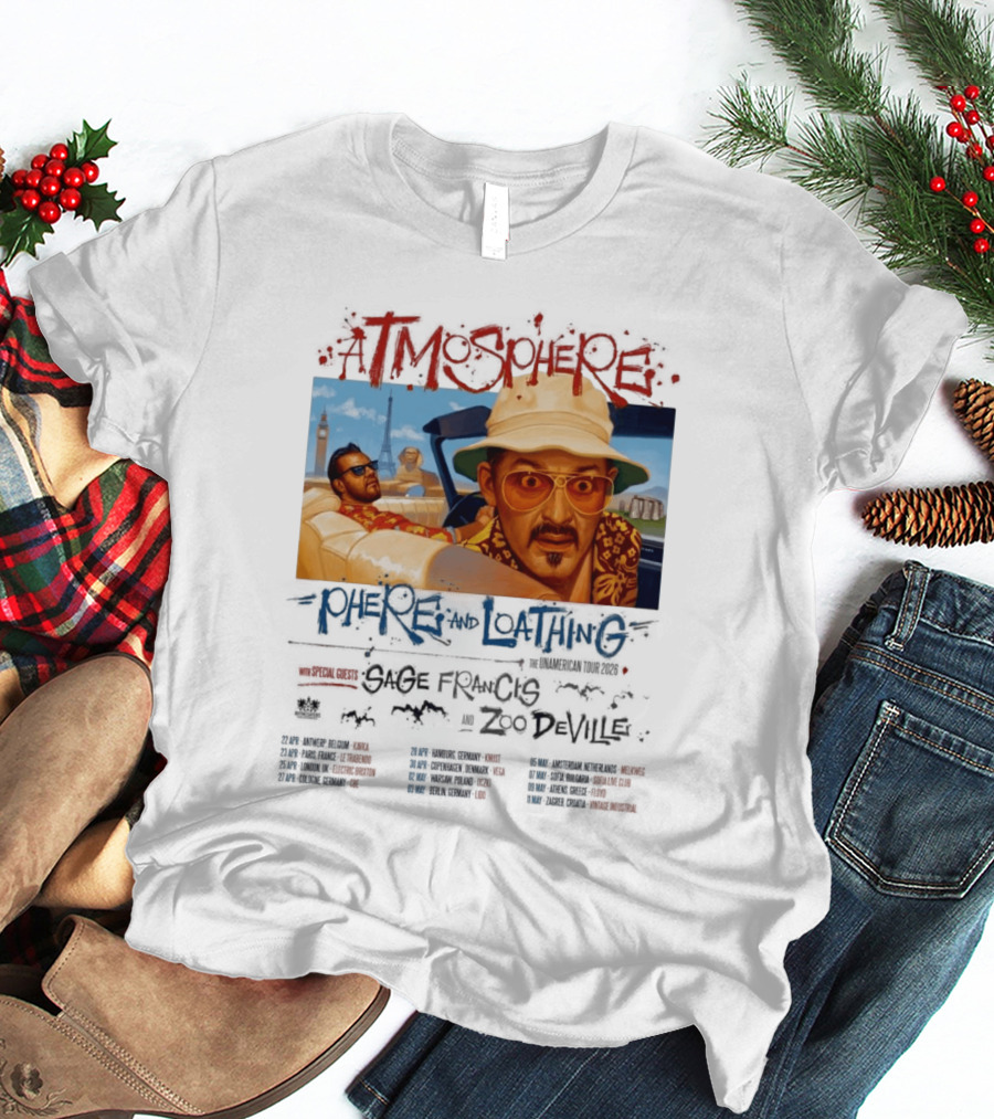 Atmosphere Sphere And Loathing Unamerican Tour 2026 Sage Francis Zodeville Paris London Vegas T-Shirt