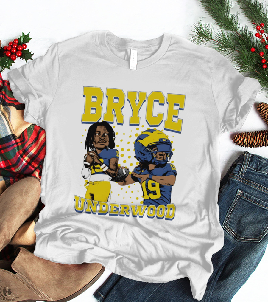Bryce Underwood Michigan Blue And Yellow Football Caricature 19 T-Shirt