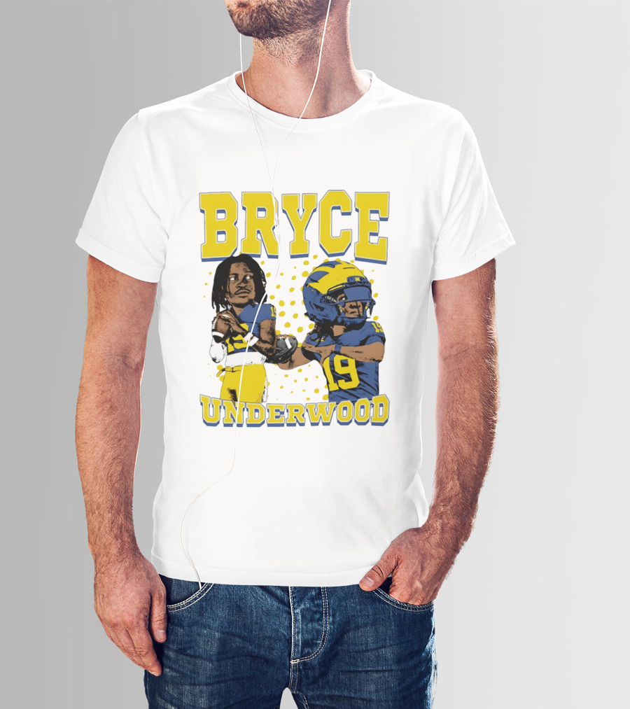 Bryce Underwood Michigan Blue And Yellow Football Caricature 19 T-Shirt