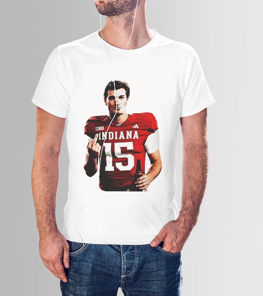 Indiana Hoosiers 15 Middle Finger Smoking Football Player T-Shirt