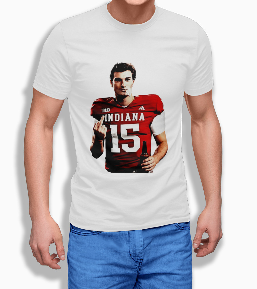 Indiana Hoosiers 15 Middle Finger Smoking Football Player T-Shirt