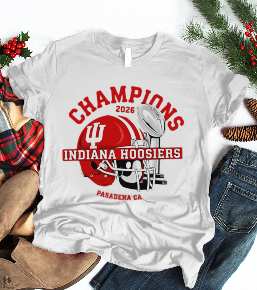Indiana Hoosiers 2026 Champions Helmet Trophy Football Victory T-Shirt