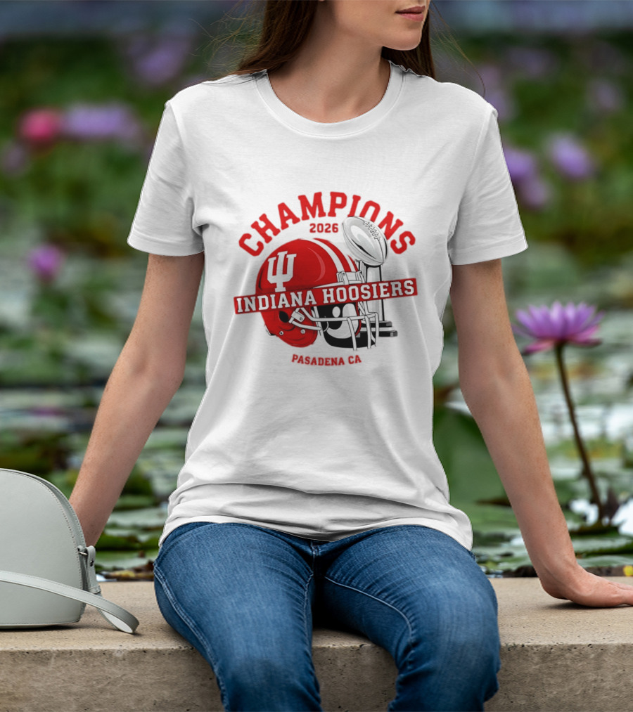 Indiana Hoosiers 2026 Champions Helmet Trophy Football Victory T-Shirt