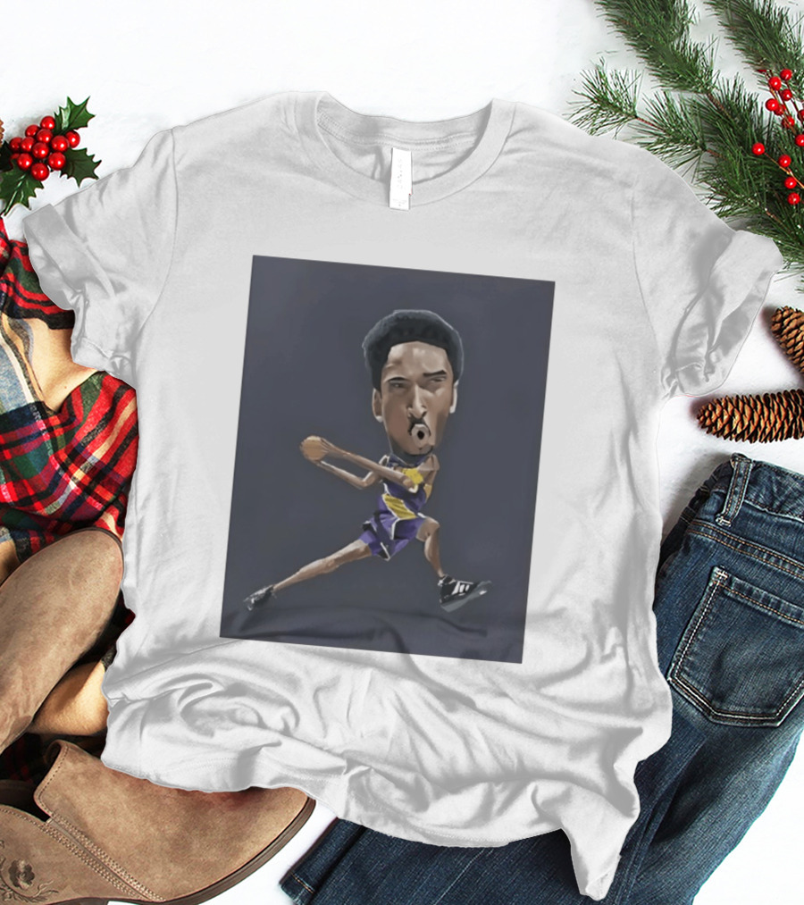 Kobe Bryant Caricature In Lakers Basketball Jersey T-Shirt