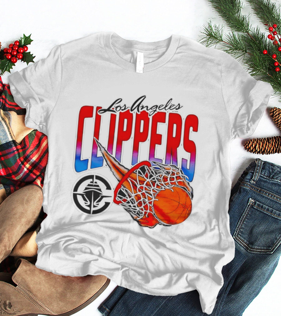 Los Angeles Clippers Basketball Flaming Hoop T-Shirt