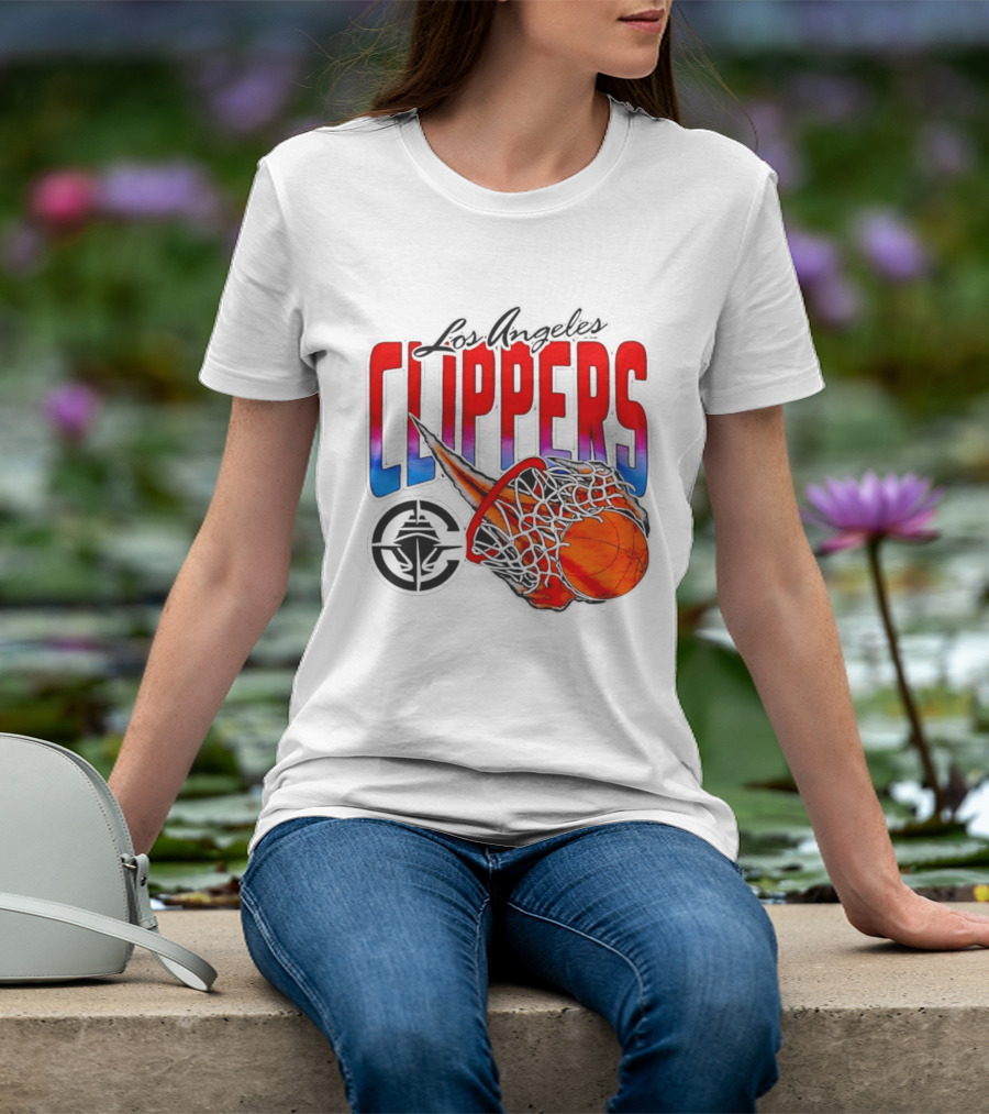 Los Angeles Clippers Basketball Flaming Hoop T-Shirt