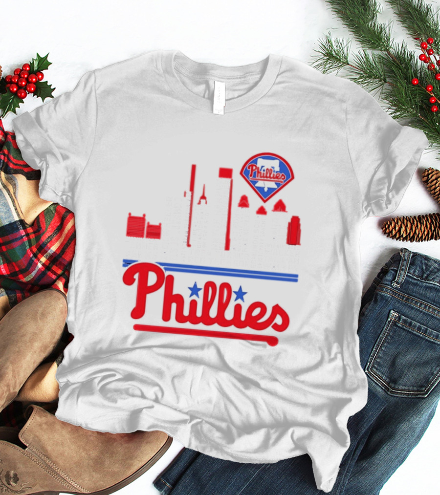 Philadelphia Phillies 2025 City Skyline And Players Names T-Shirt