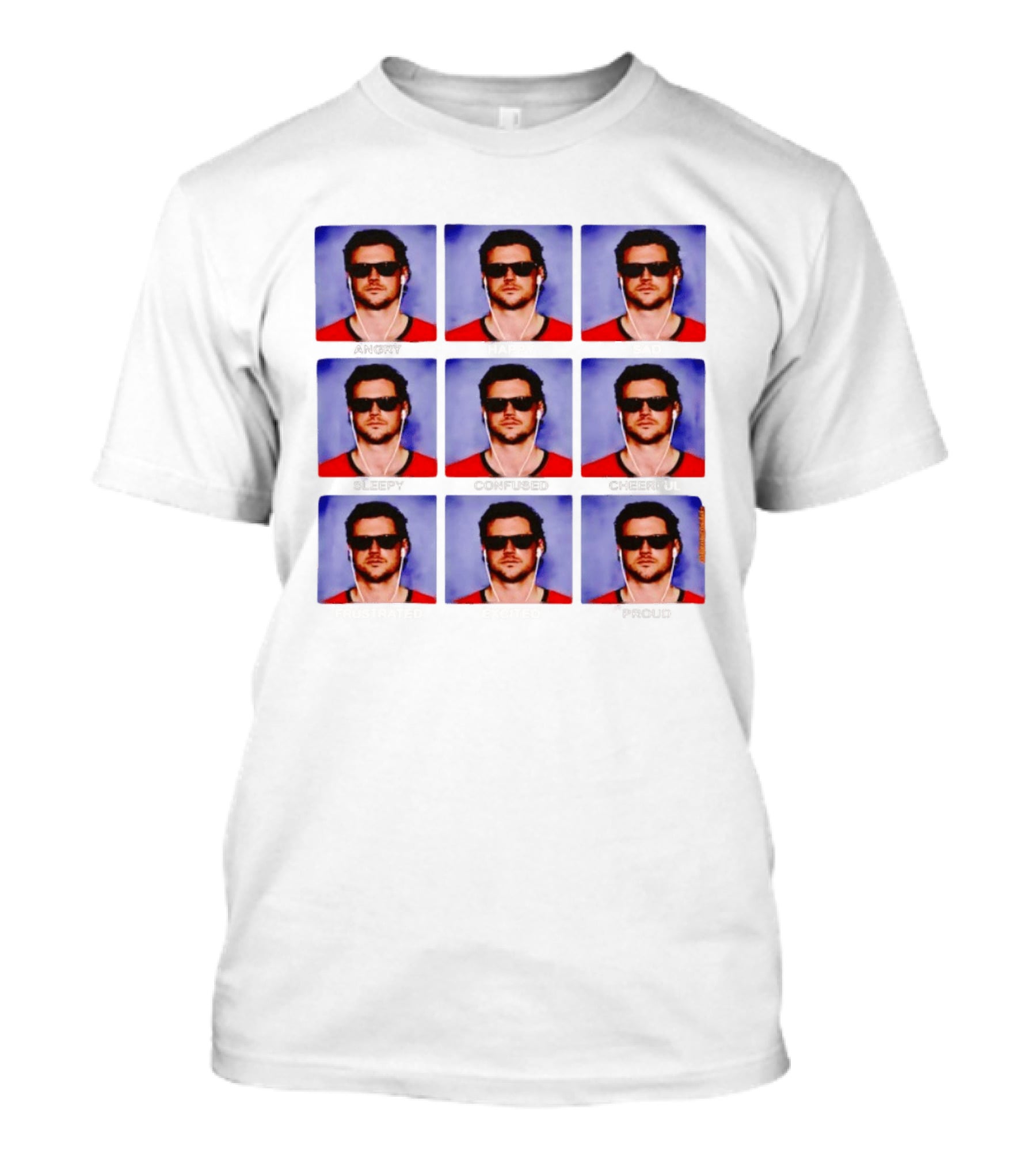 The Emotions Of Jarrett Stidham Angry Happy Sad Sleepy Confused Cheerful Frustrated Excited Proud T-Shirt