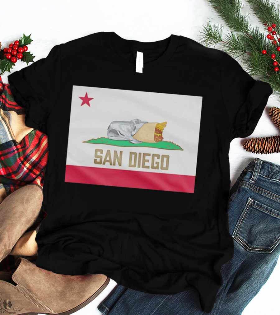 San Diego Padres Burrito California Flag T-Shirt