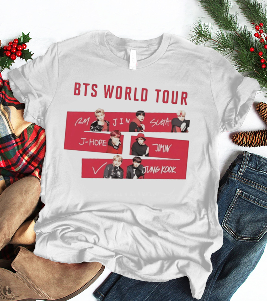 BTS World Tour RM Jin Suga J Hope Jimin V Jungkook T-Shirt
