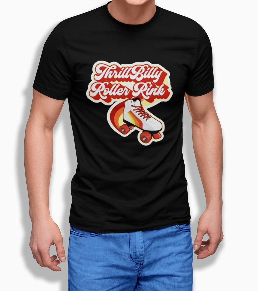 Thrill Billy Roller Rink Vintage Skate White Red Yellow T-Shirt