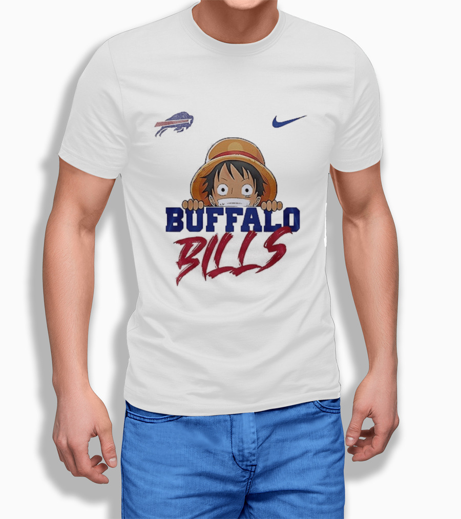 Buffalo Bills One Piece Monkey D Luffy Nike Collaboration T-Shirt