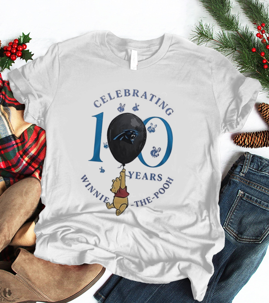 Carolina Panthers Winnie The Pooh 100th Anniversary Celebrating Years T-Shirt