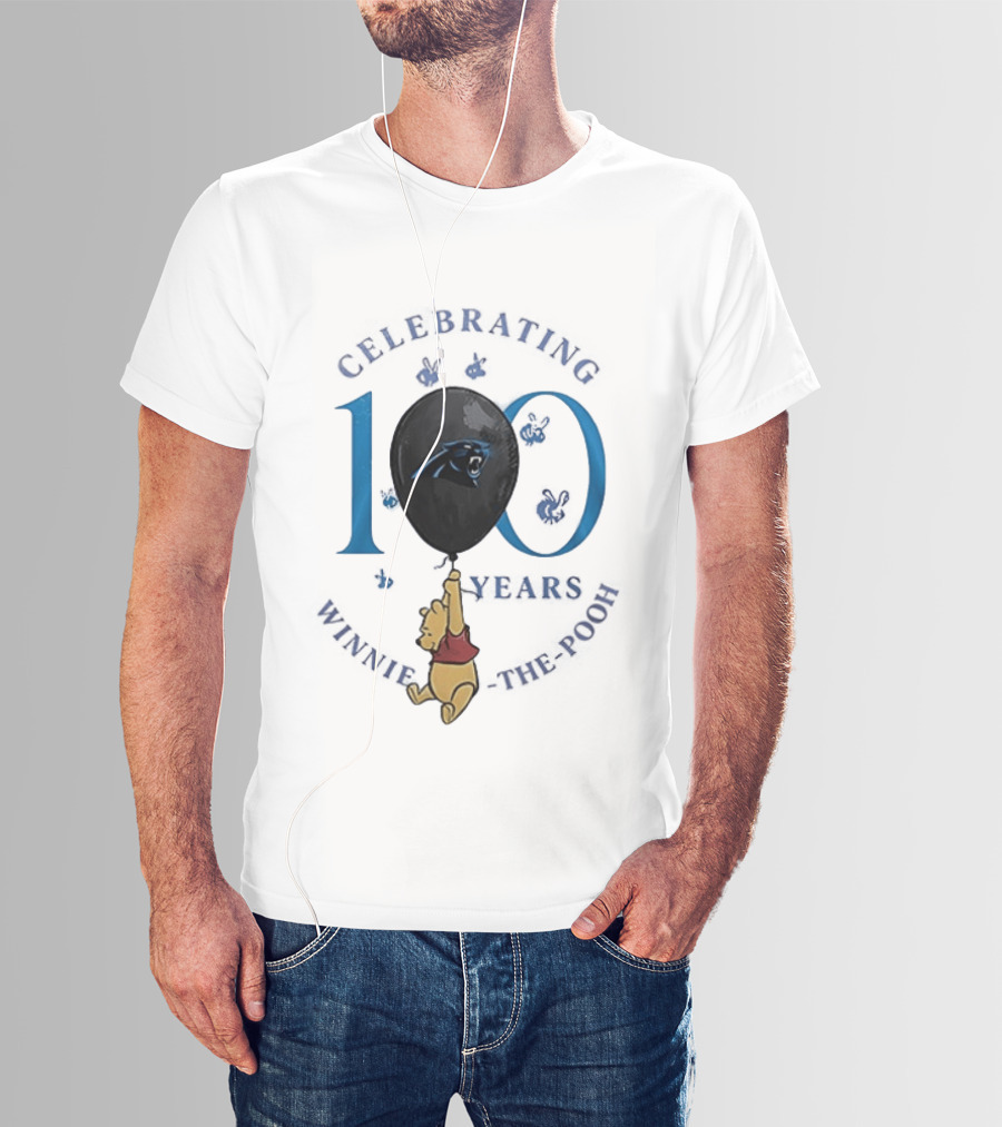 Carolina Panthers Winnie The Pooh 100th Anniversary Celebrating Years T-Shirt