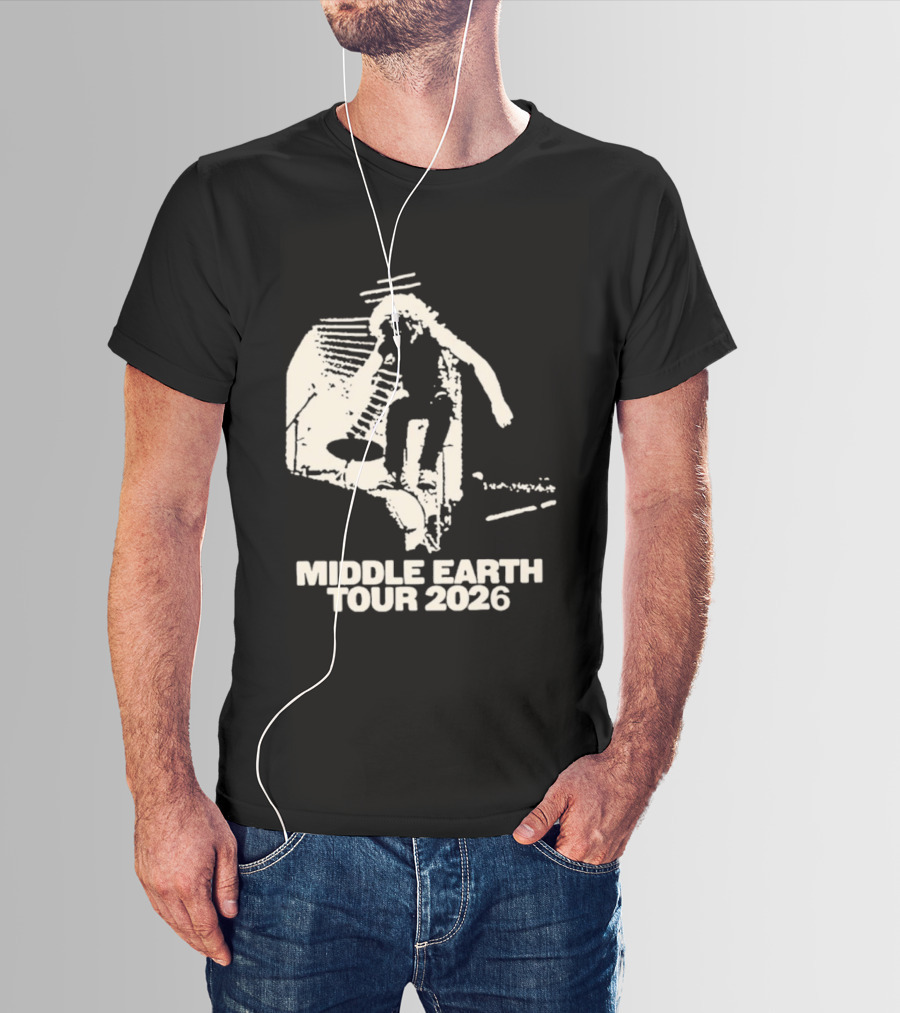 Jesse Welles Middle Earth Tour 2026 Sketch Style Concert Promotion T-Shirt