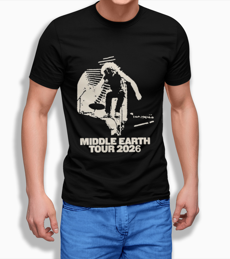 Jesse Welles Middle Earth Tour 2026 Sketch Style Concert Promotion T-Shirt