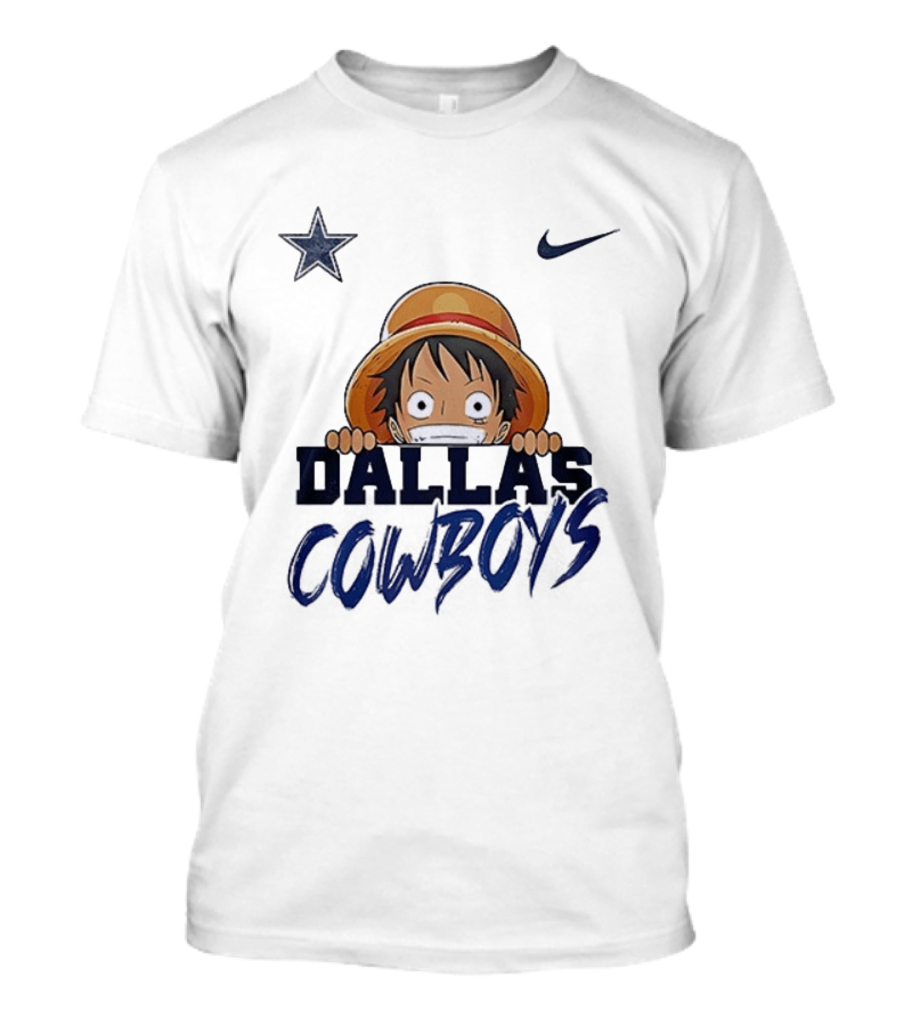 Dallas Cowboys One Piece Monkey D Luffy Nike Collaboration T-Shirt