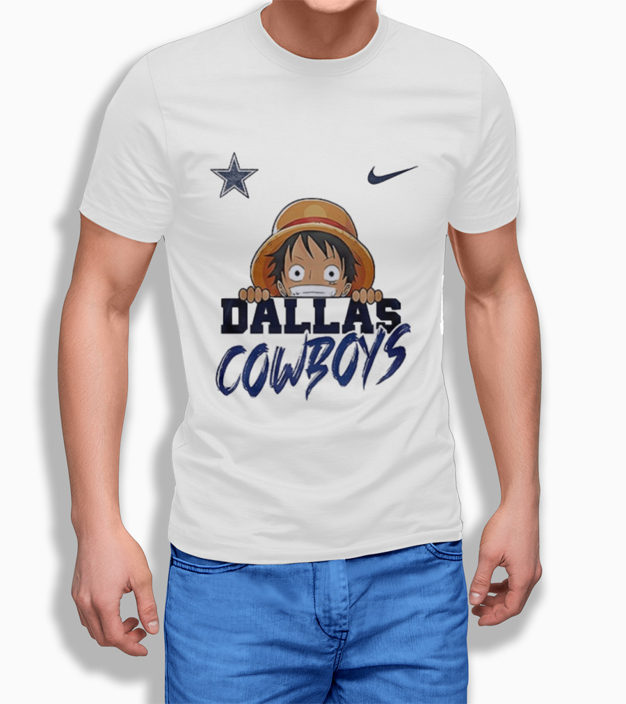 Dallas Cowboys One Piece Monkey D Luffy Nike Collaboration T-Shirt