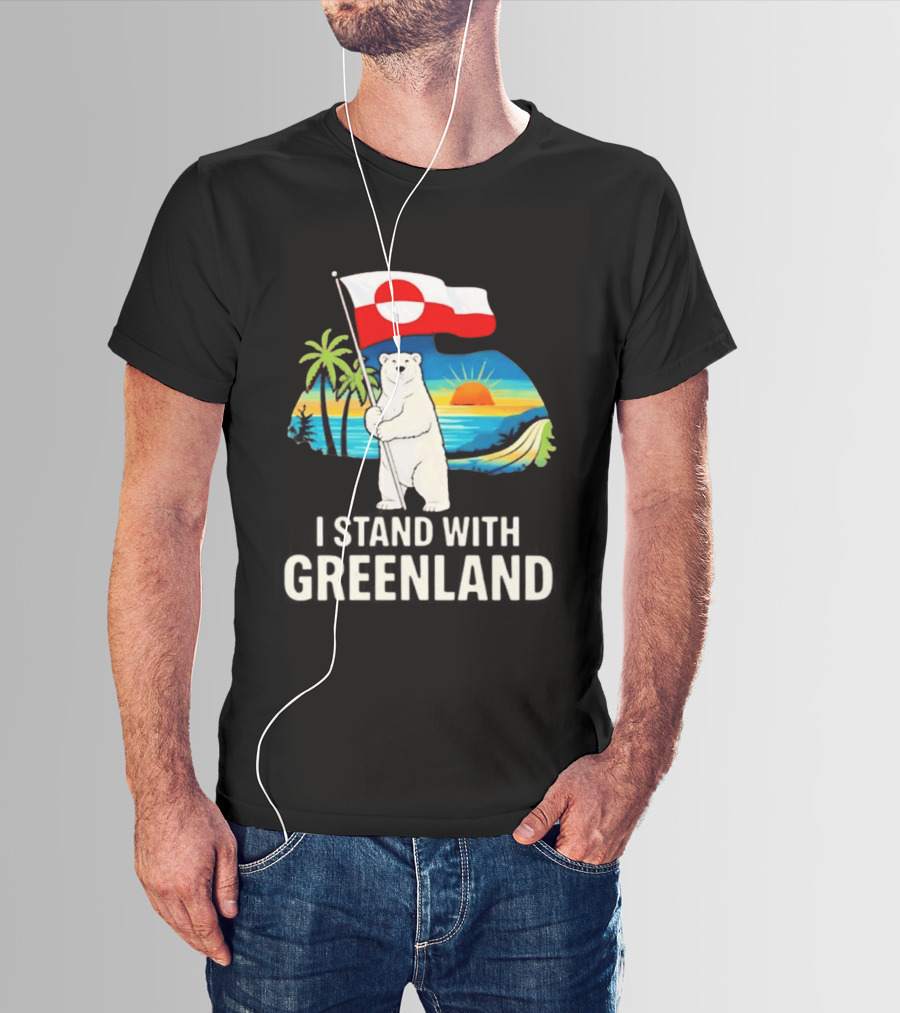 I Stand With Greenland Polar Bear Sunburst Scenery T-Shirt