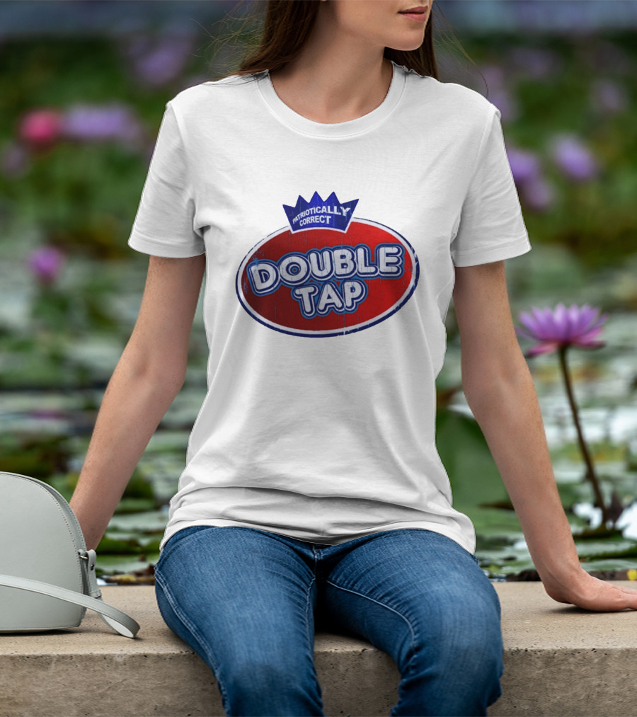 Patriotically Correct Double Tap Oval Design With Crown T-Shirt