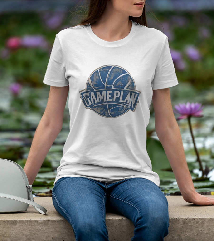 Gameplan Basketball Painting Blue Basketball T-Shirt