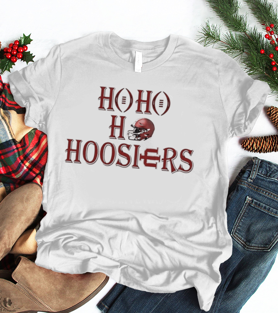 Indiana Hoosiers Ho Ho Ho Helmet Holiday Spirit T-Shirt