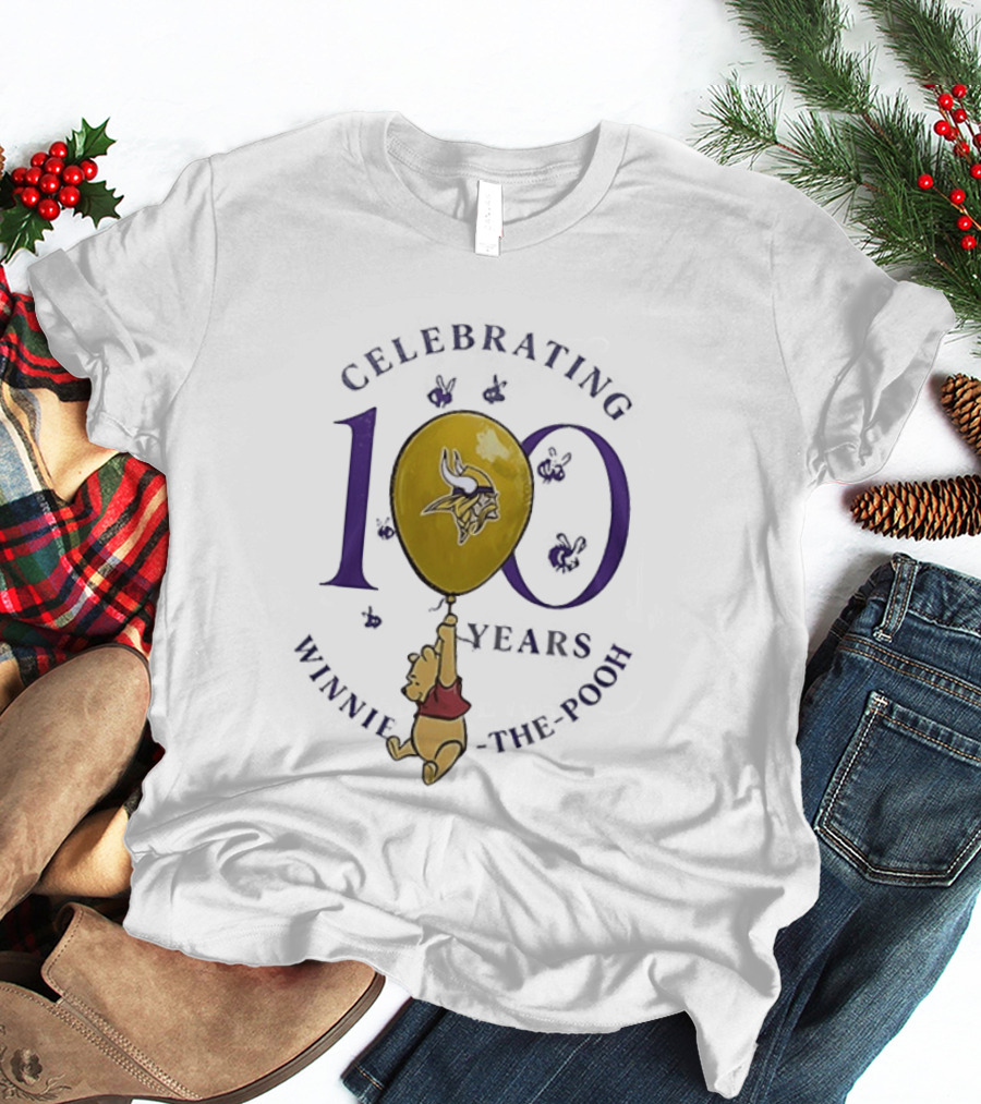 Celebrating 100 Years Minnesota Vikings Winnie The Pooh Anniversary T-Shirt