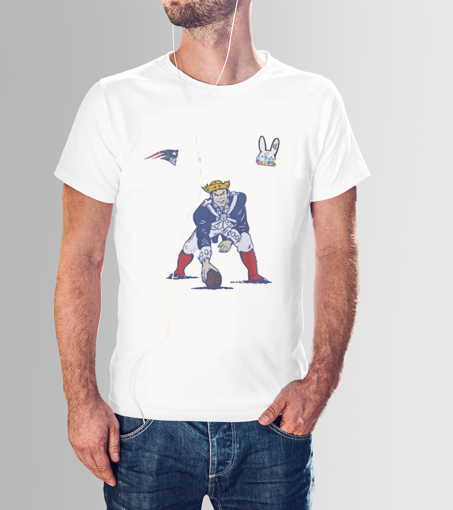 New England Patriots Seguino Aqui Frog Football Player And Bunny Ears T-Shirt