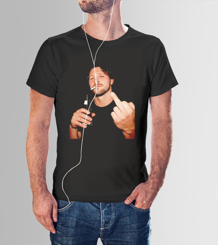 Josh Allen Smoking And Holding Beer Middle Finger T-Shirt