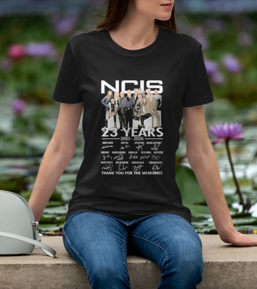 NCIS 23 Years 2003 2026 All Cast Members Autographed Thank You For The Memories T-Shirt