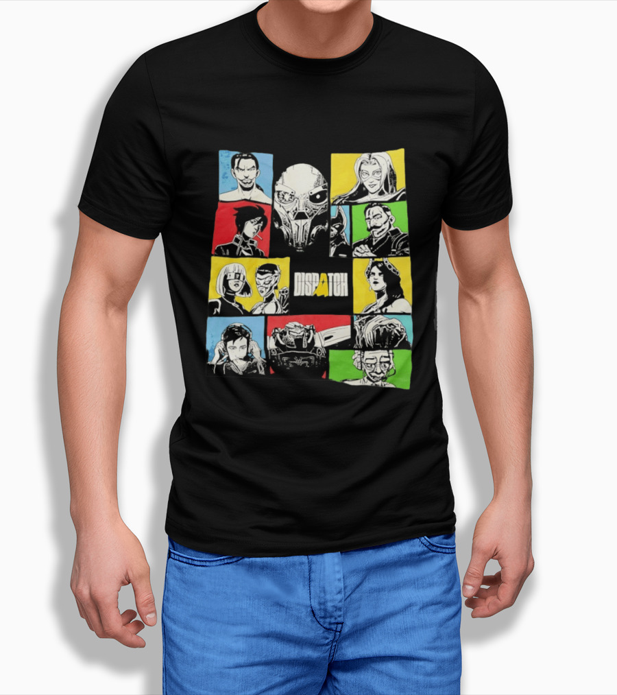 Dispatch Comic Style Characters In Vibrant Color Blocks T-Shirt