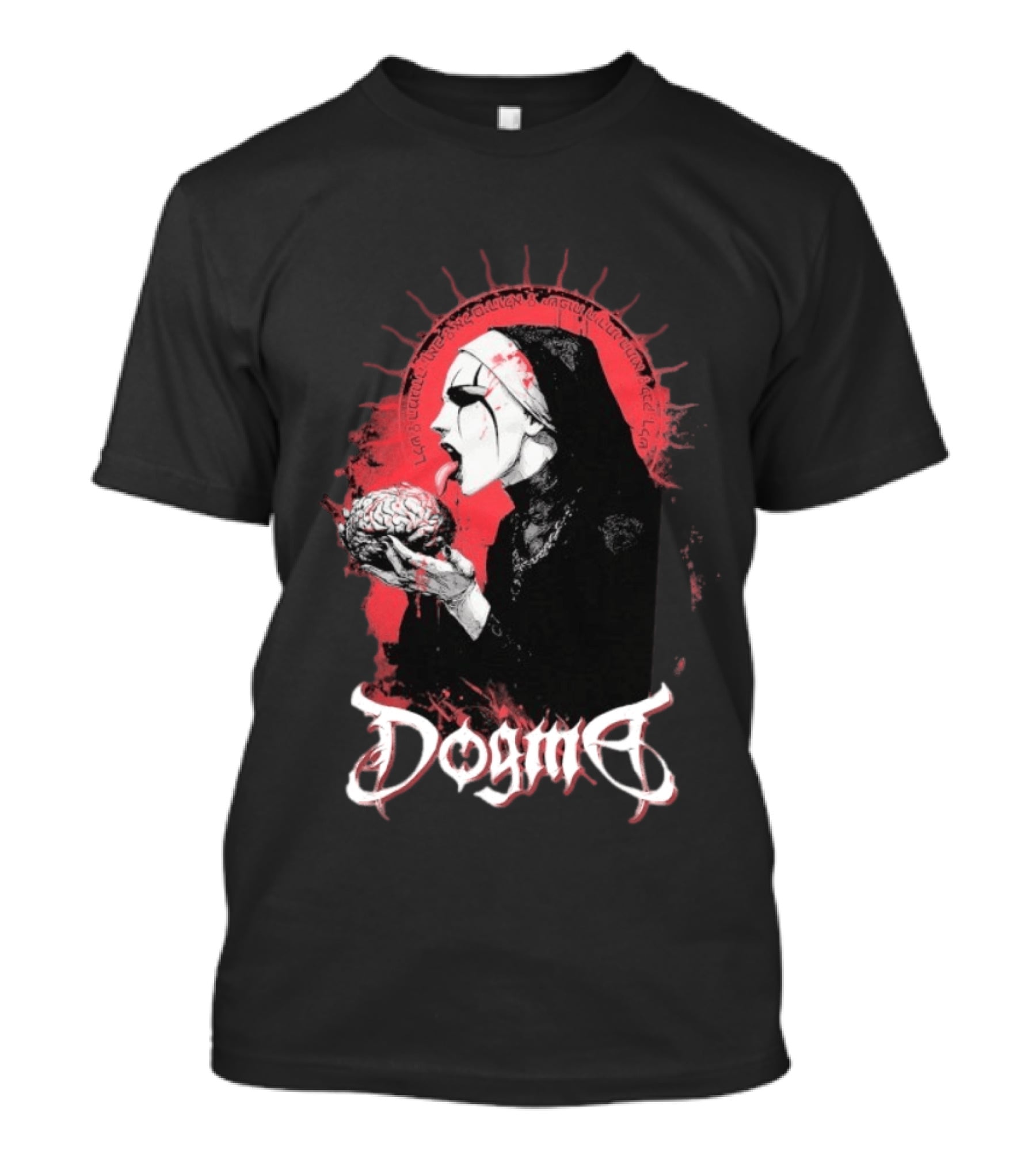 Dogma Brain Gothic Nun With Red Halo And Brain T-Shirt