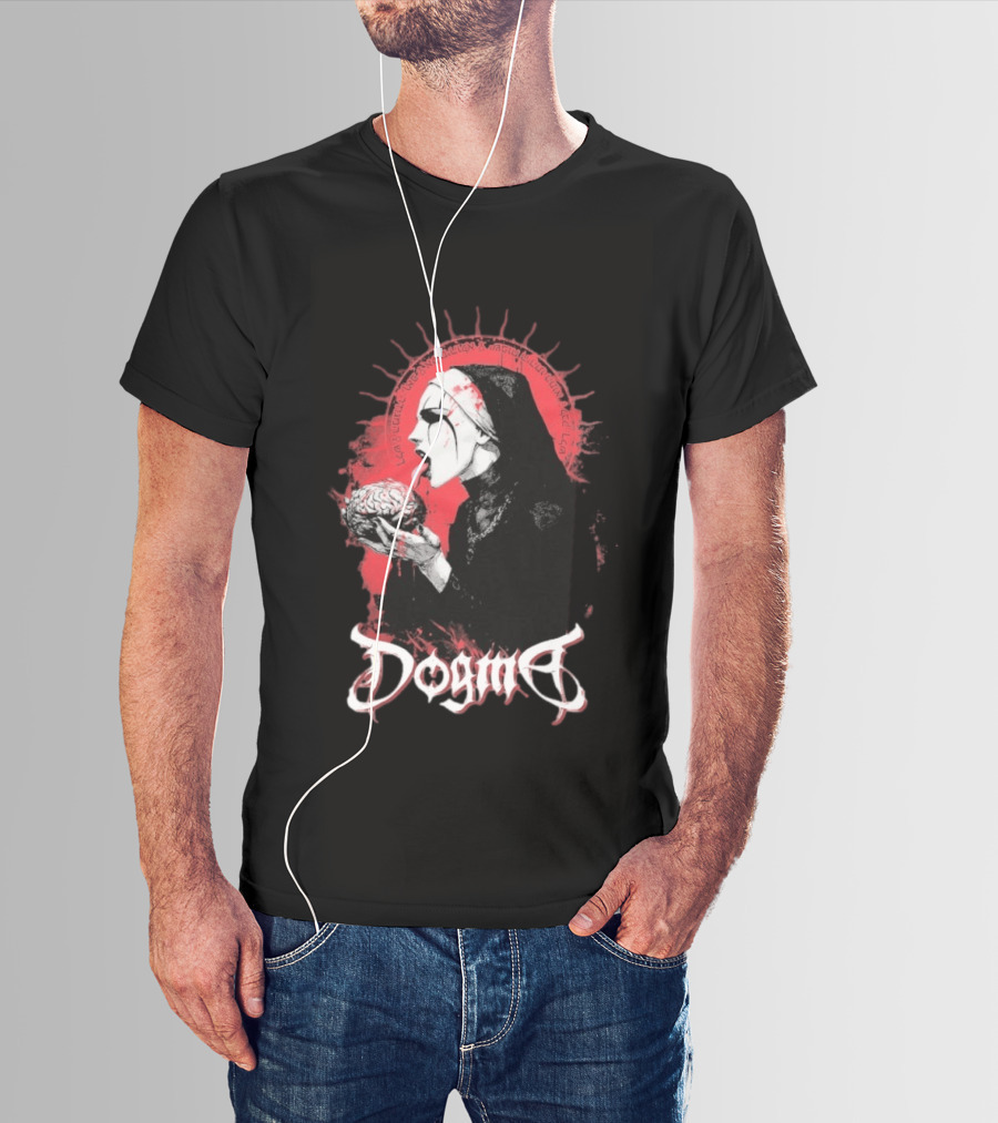 Dogma Brain Gothic Nun With Red Halo And Brain T-Shirt