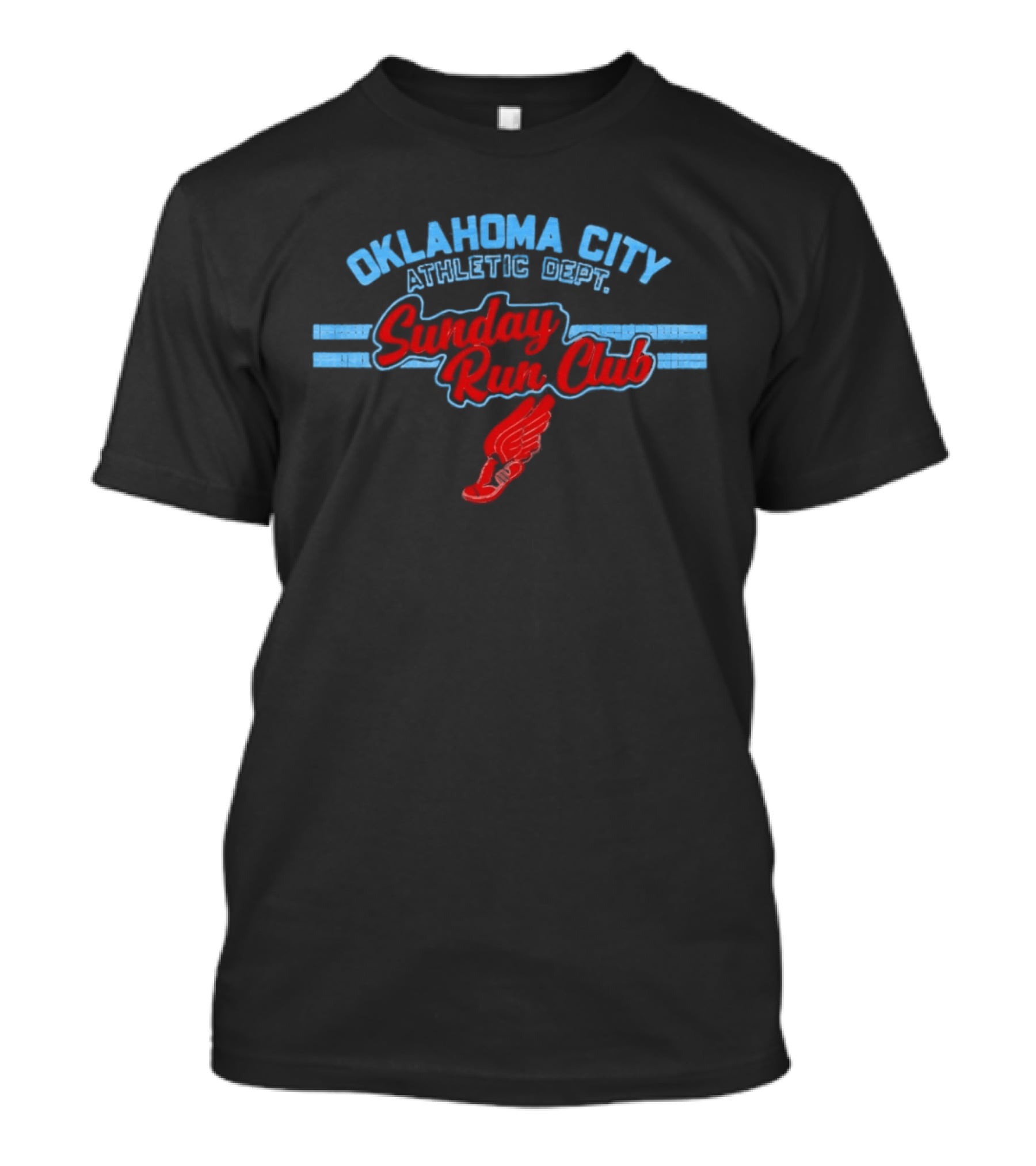 Oklahoma City Athletic Dept Sunday Run Club Winged Shoe T-Shirt