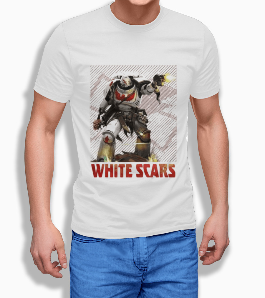 Warhammer 40 000 White Scars Power Armor Warrior With Weapon T-Shirt