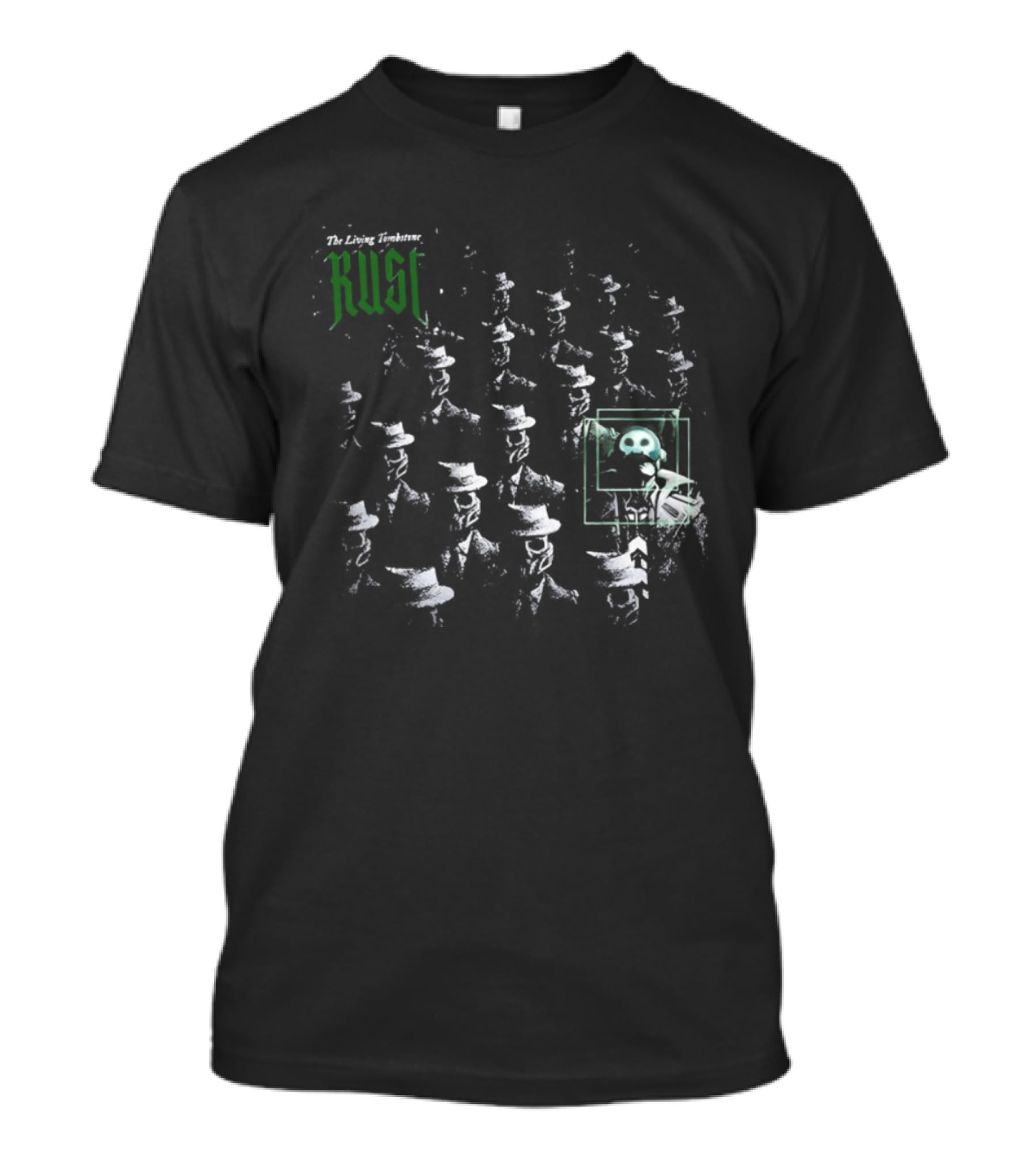 Rust The Living Tombstone Neon Green Glitch Skull Pixelated Music T-Shirt