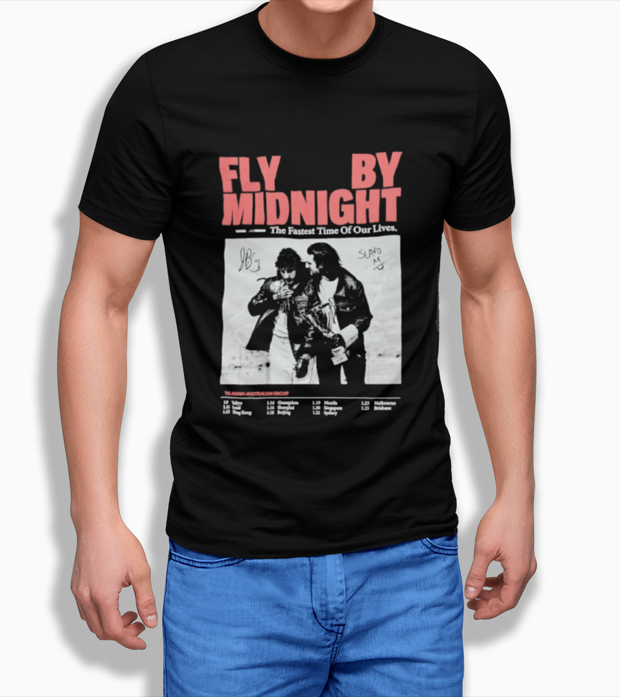 Fly By Midnight The Fastest Time Of Our Lives Black And White Signatures T-Shirt