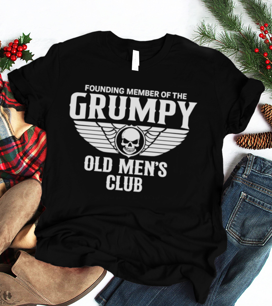 Founding Member Grumpy Old Men's Club Skull Wings T-Shirt