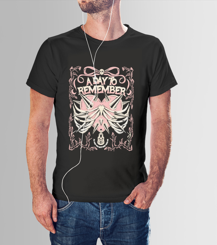 A Day To Remember Spiked Heart Bow Frame Valentine's Day T-Shirt