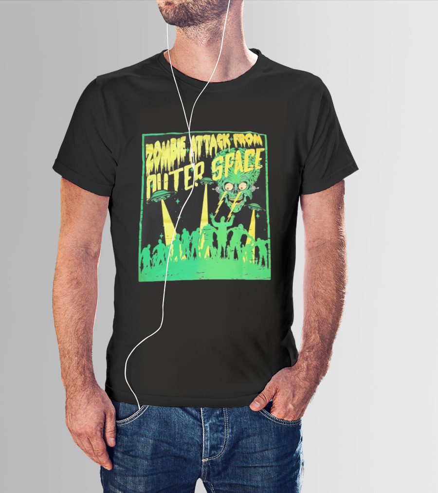 Zombie Attack From Outer Space UFO Alien Invasion T-Shirt