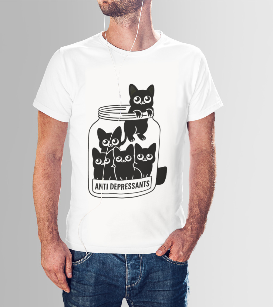 Anti Depressants Cat Jar With Cute Kittens T-Shirt