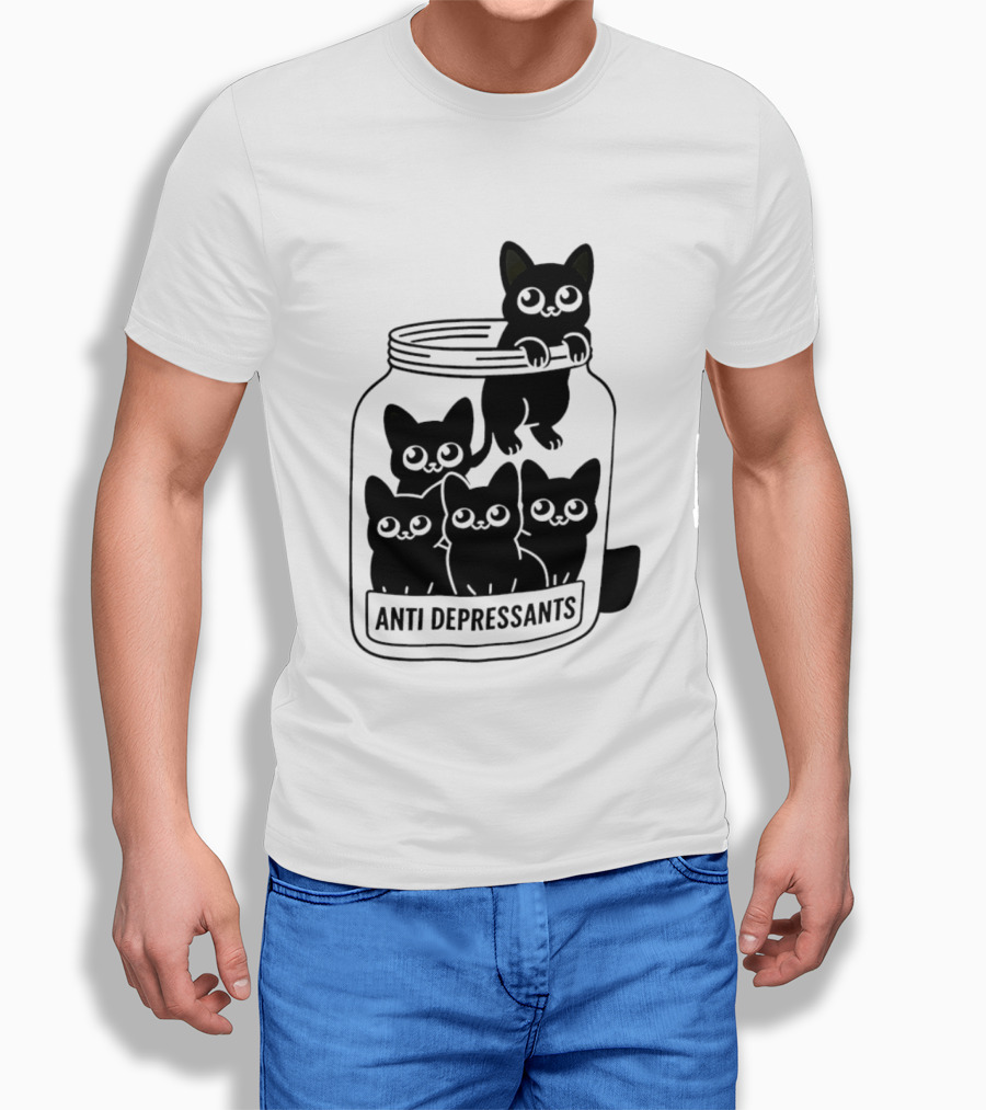 Anti Depressants Cat Jar With Cute Kittens T-Shirt
