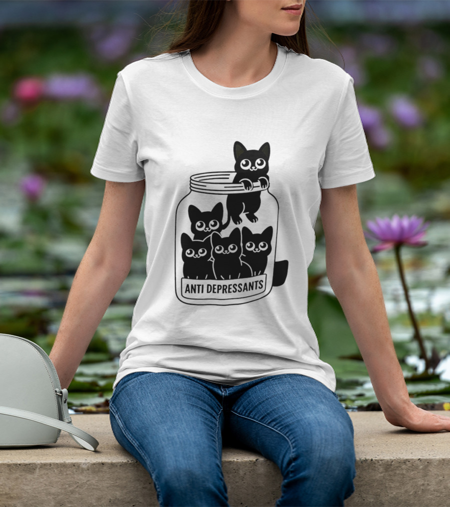 Anti Depressants Cat Jar With Cute Kittens T-Shirt